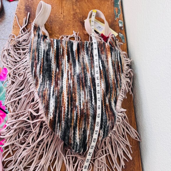 Johnny Was Bag Purse Elodie Suede Leather Fringe Boho Western Rodeo Textured EUC - Picture 16 of 17